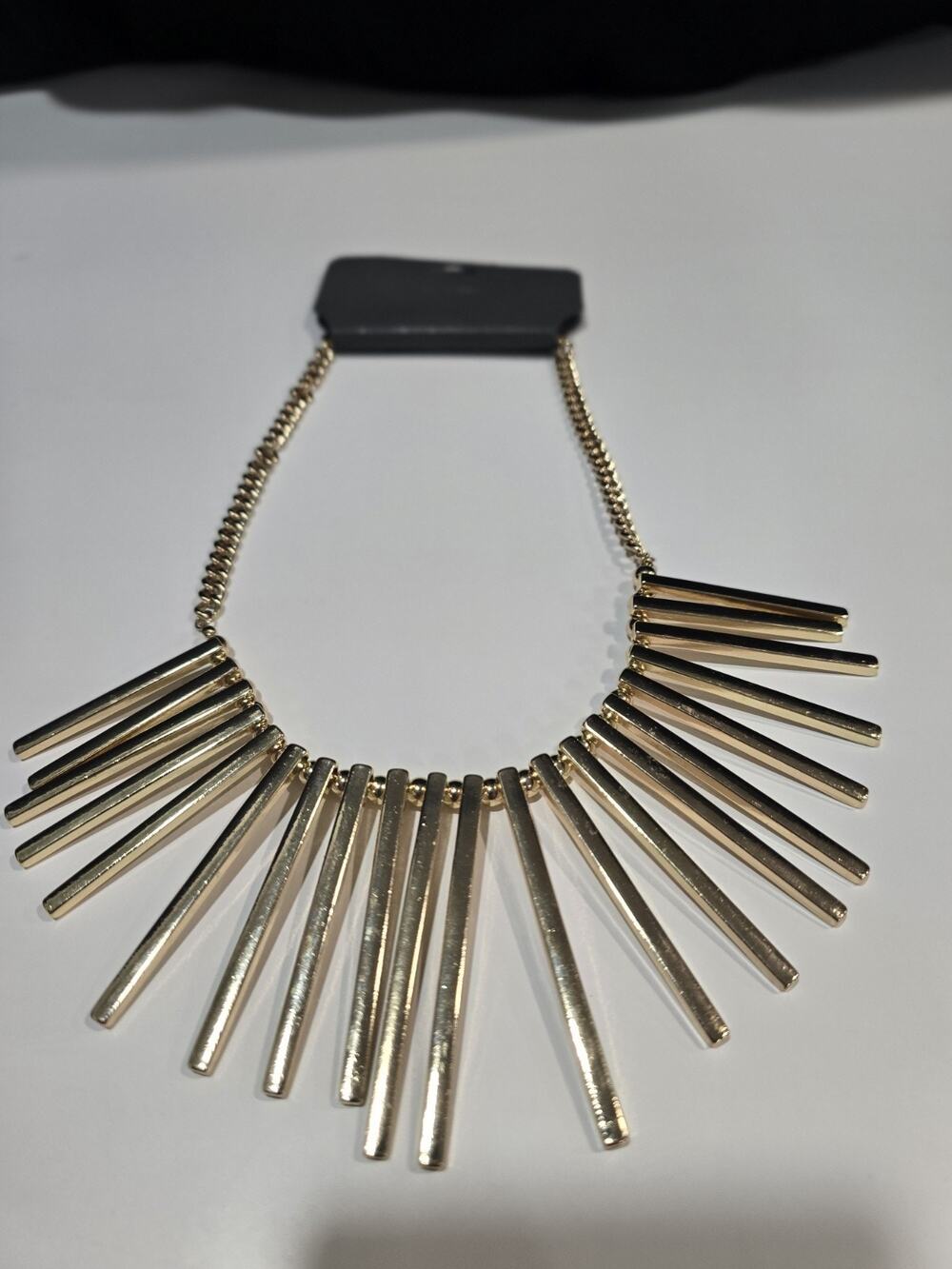 Express Gold Tone 19" Bib Choker Statement Heavy Duty Necklace